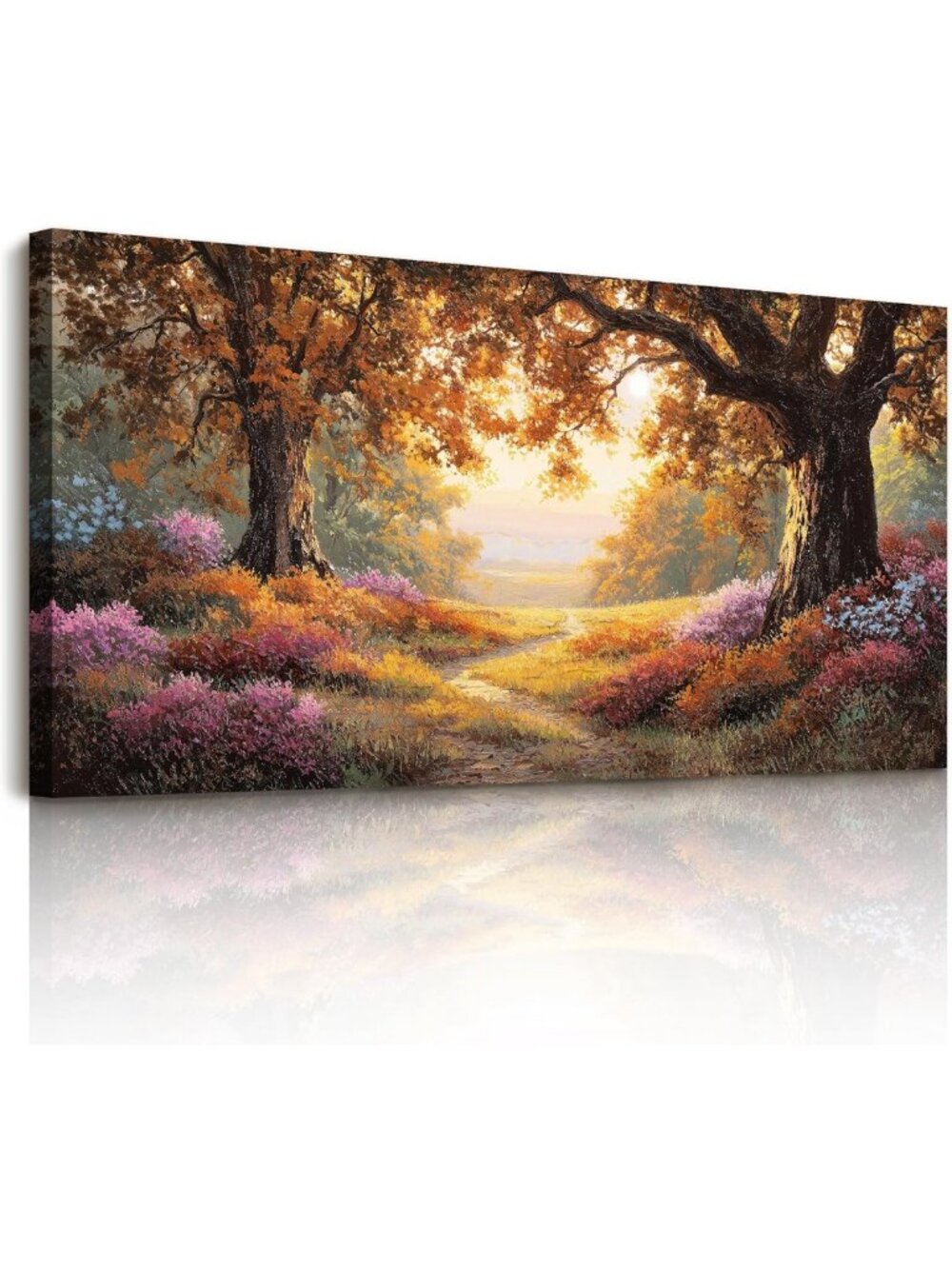 Large Forest Wall Art Canvas - Fall Woodland Landscape Decor for Living Room
